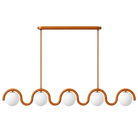 Suspension 5 Lumières - E27 - 140 x 17 x 70 cm - Marron Orangé