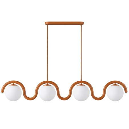 Suspension 4 Lumières - E27 - 110 x 17 x 70 cm - Marron Orangé