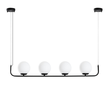 Suspension 4 Lumières - E14 - Ø 15 cm - H 20 à 110 cm - Noir