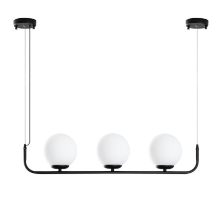 Suspension 3 Lumières - E14 - Ø 15 cm - H 20 à 110 cm - Noir