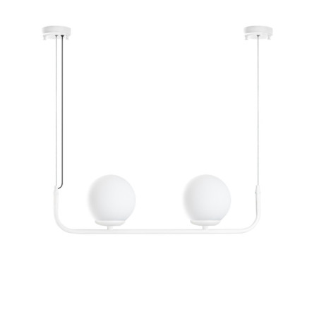 Suspension 2 Lumières - E14 - Ø 15 cm - H 20 à 110 cm - Blanc