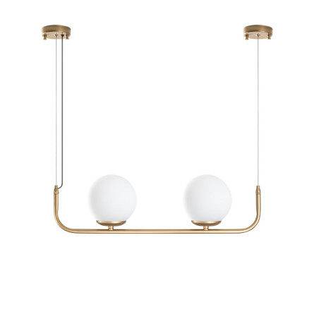 Suspension 2 Lumières - E14 - Ø 15 cm - H 20 à 110 cm - Doré