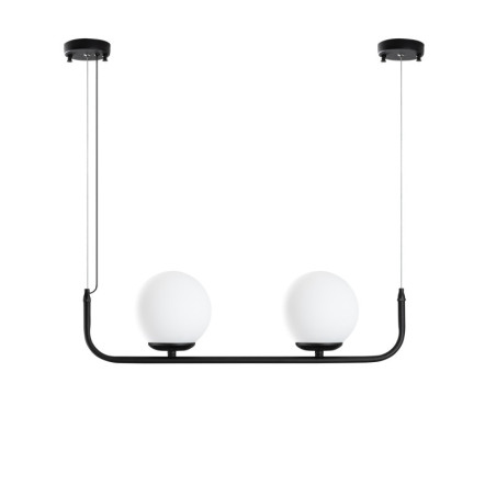 Suspension 2 Lumières - E14 - Ø 15 cm - H 20 à 110 cm - Noir
