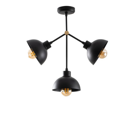 Suspension 3 Lumières - E27 - 46 x 15 cm - H 47 cm - Noir
