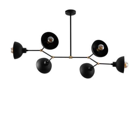 Suspension 6 Lumières - E27 - 102 x 52 cm - H 53 cm - Noir
