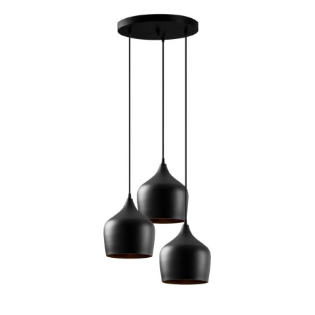 Suspension 3 Lumières - E27 - 46 x 46 cm - H 124 cm - Noir