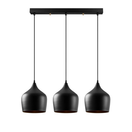 Suspension 3 Lumières - E27 - 72 x 22 cm - H 124 cm - Noir