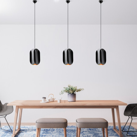 Suspension - E27 - Ø 20 cm - H 40 à 115 cm - Noir