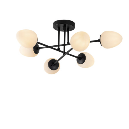Suspension 6 Lumières - E14 - 81 x 81 cm - H 32 cm - Noir et Crème