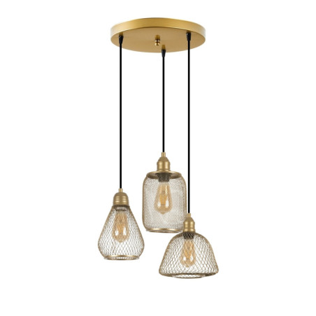 Suspension 3 Lumières - E27 - Ø 15 cm - Doré