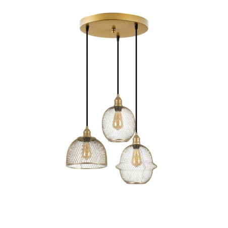 Suspension 3 Lumières - E27 - Ø 25 cm - Doré