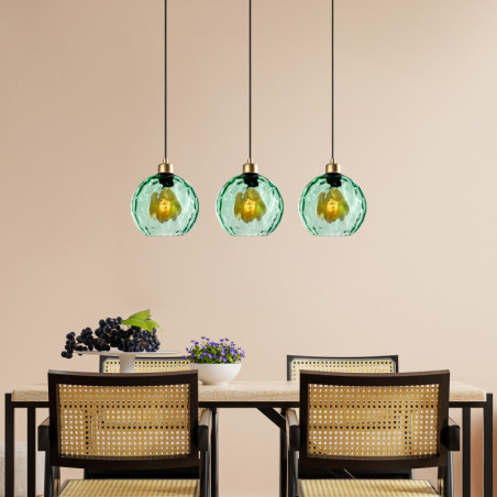 Suspension 3 Lumières - E27 - Ø 20 cm - H 40 à 120 cm - Vert