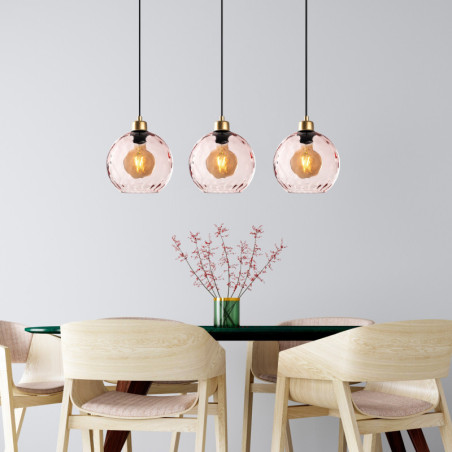 Suspension 3 Lumières - E27 - Ø 20 cm - H 40 à 120 cm - Rose