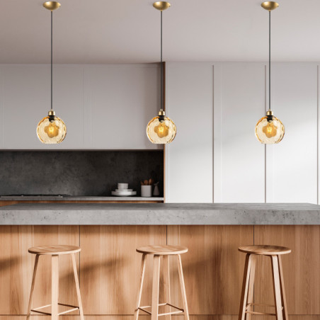Suspension - E27 - L 20 cm - H 40 à 120 cm - Jaune