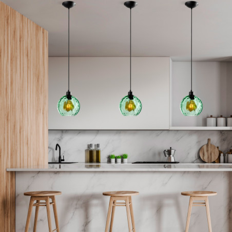 Suspension - E27 - L 20 cm - H 40 à 120 cm - Vert
