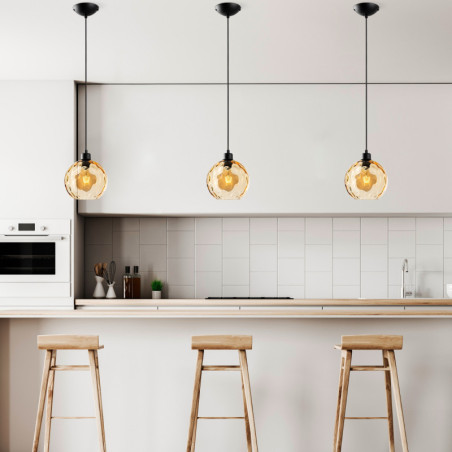 Suspension - E27 - L 20 cm - H 40 à 120 cm - Jaune