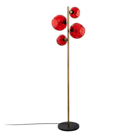 Lampadaire 4 Lumières - E27 - 35 x 35 x 165 cm - Rouge et Doré