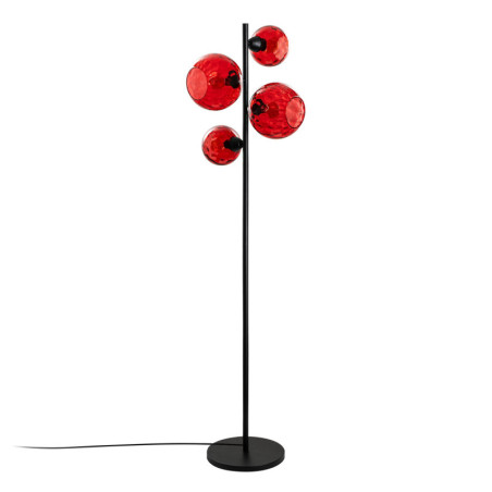 Lampadaire 4 Lumières - E27 - 35 x 35 x 165 cm - Rouge et Noir