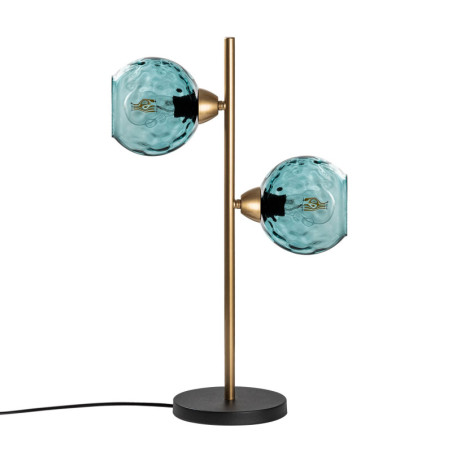 Lampe à Poser 2 Lumières - E27 - 36 x 18 x 58 cm - Bleu et Doré