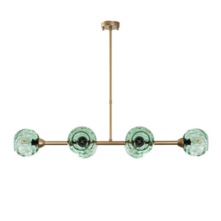 Suspension 6 Lumières - E27 - 103 x 40 x 74 cm - Vert Menthe et Doré