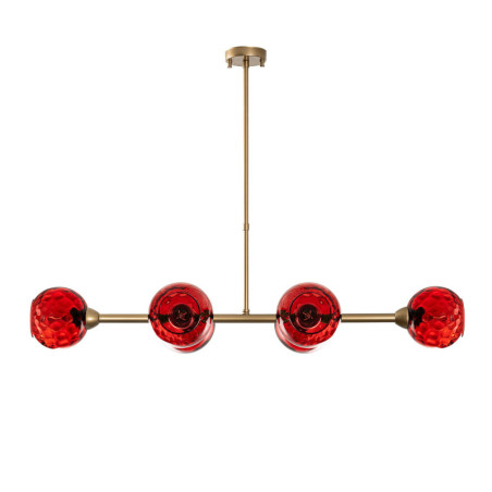Suspension 6 Lumières - E27 - 103 x 40 x 74 cm - Rouge et Doré