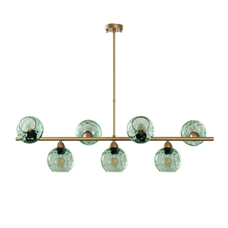 Suspension 7 Lumières - E27 - Ø15 cm - Vert Menthe et Doré