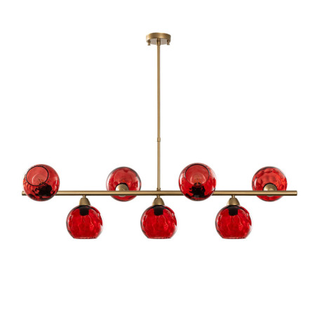 Suspension 7 Lumières - E27 - 110 x 40 x 84 cm - Rouge et Doré