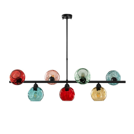 Suspension 7 Lumières - E27 - 110 x 40 x 84 cm - Multicolore et Noir