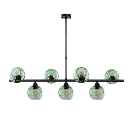 Suspension 7 Lumières - E27 - 110 x 40 x 84 cm - Vert Menthe et Noir