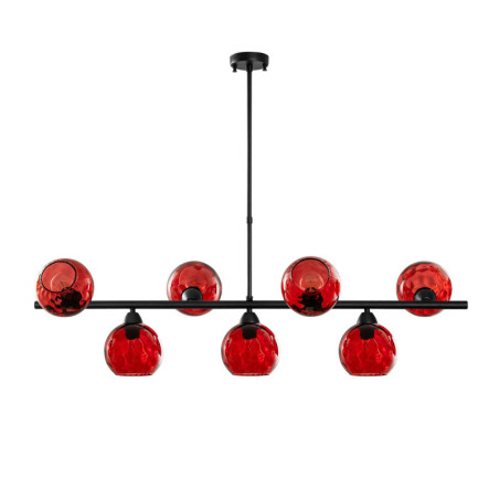 Suspension 7 Lumières - E27 - 110 x 40 x 84 cm - Rouge et Noir
