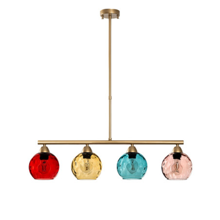 Suspension 4 Lumières - E27 - 80 x 15 x 80 cm - Multicolore et Doré