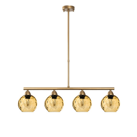Suspension 4 Lumières - E27 - 80 x 15 x 80 cm - Jaune et Doré