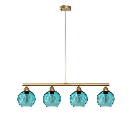 Suspension 4 Lumières - E27 - 80 x 15 x 80 cm - Bleu et Doré