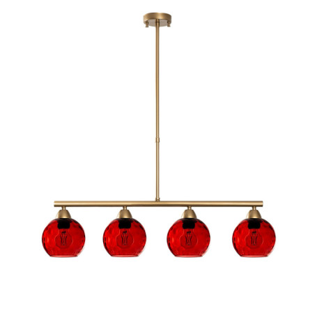 Suspension 4 Lumières - E27 - 80 x 15 x 80 cm - Rouge et Doré