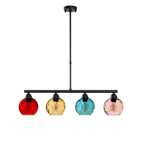 Suspension 4 Lumières - E27 - 80 x 15 x 80 cm - Multicolore et Noir
