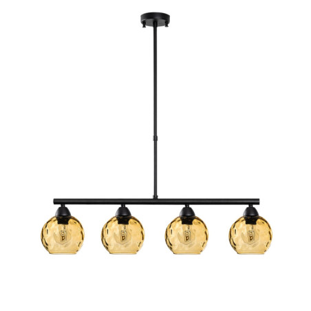 Suspension 4 Lumières - E27 - 80 x 15 x 80 cm - Jaune et Noir