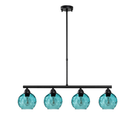 Suspension 4 Lumières - E27 - 80 x 15 x 80 cm - Bleu et Noir