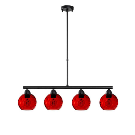 Suspension 4 Lumières - E27 - 80 x 15 x 80 cm - Rouge et Noir