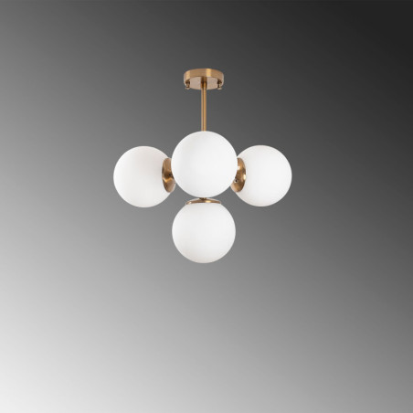 Suspension 4 Lumières - E14 - 43 x 43 x 47 cm - Aspect Rétro