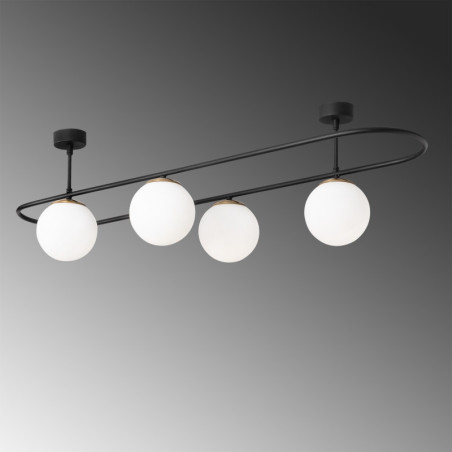Suspension 4 Lumières - E27 - 124 x 40 x 33 cm - Noir et Blanc
