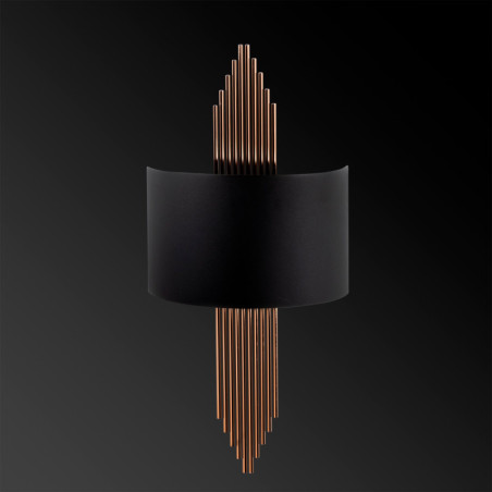 Applique Murale - E27 - 75 x 10 x 22 cm - Noir et Cuivré