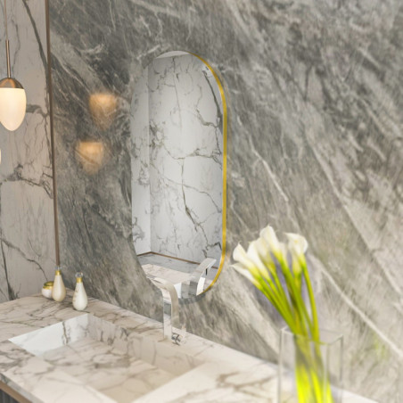 Miroir Mural - H 85 cm - Transparent et Doré