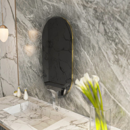 Miroir Mural - H 85 cm - Gris Foncé et Doré