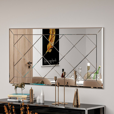 Miroir à Motifs en Losanges - 60 x 120 cm - Blanc