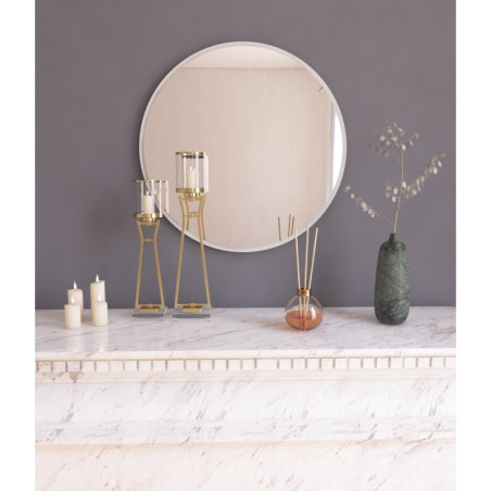 Miroir Mural Rond - Ø60 cm - Blanc