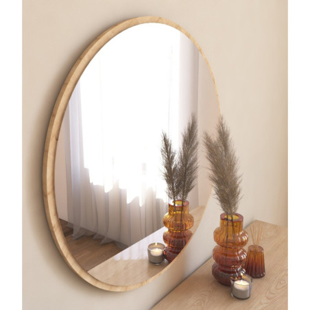 Miroir Mural Rond - Ø60 cm - Naturel