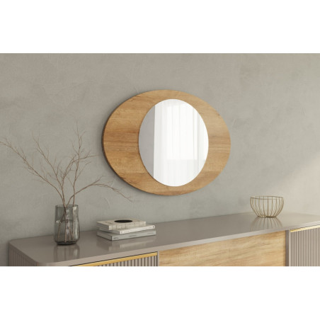 Miroir Mural - 60 x 90 cm - Décor Chêne