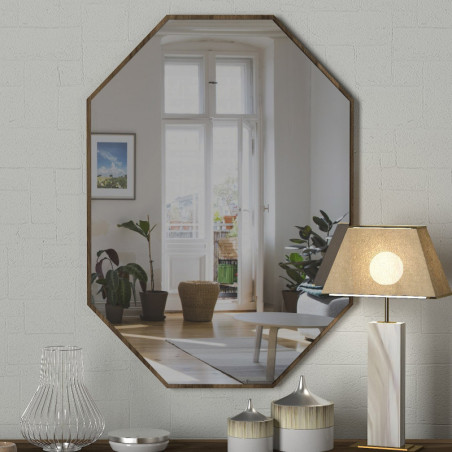 Miroir Décoratif - 45 x 70 cm - Décor Noyer