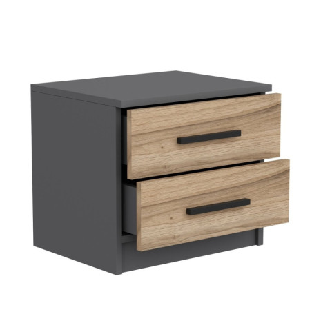 Table de Chevet - Avec Étagères - 50 x 40 x 47 cm - Décor Noyer et Anthracite