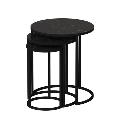 Lot de 3 Tables Gigognes - Largeurs 50 / 40 / 30 cm - Noir